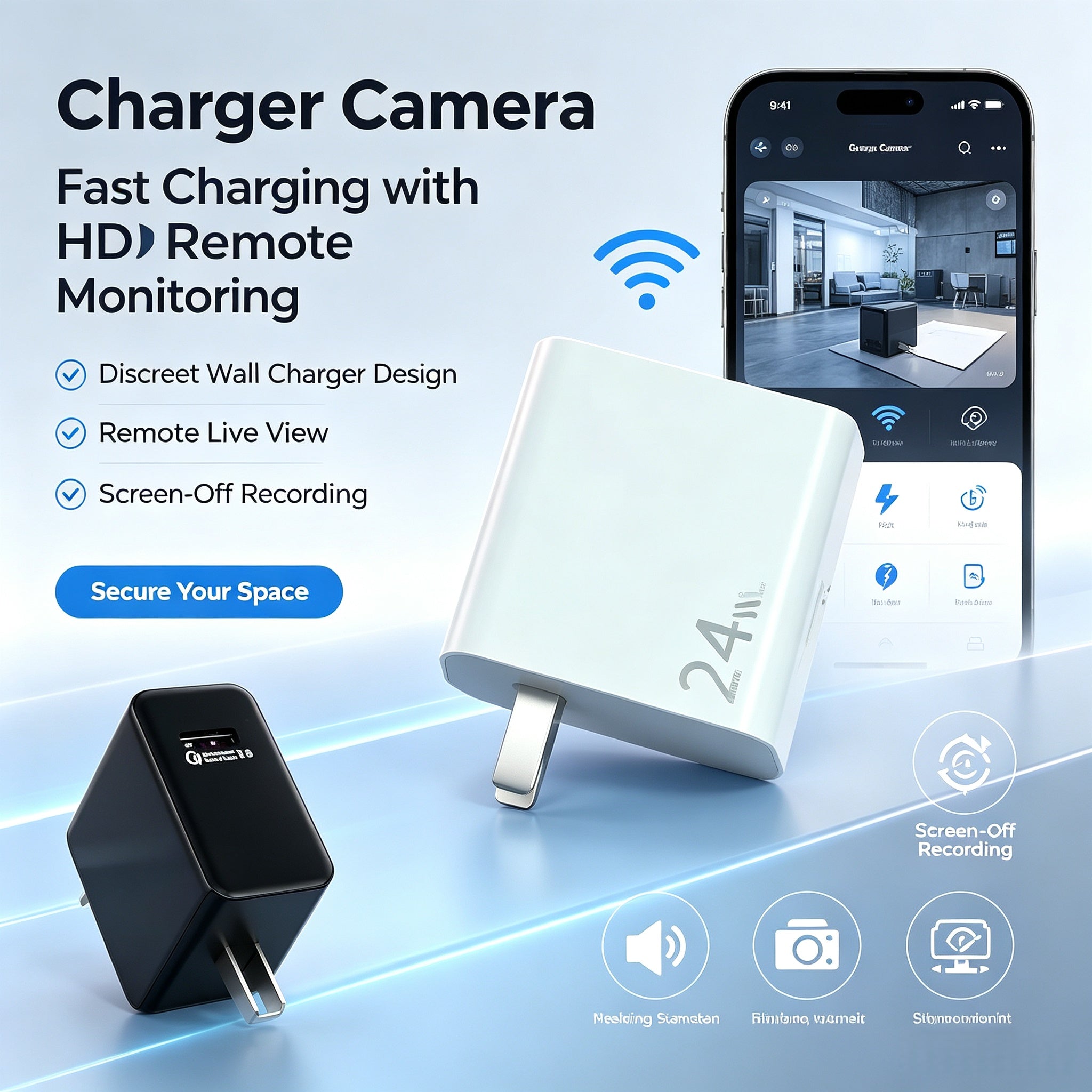Charging head model, fast charging of charging head, remote control, covert shooting and evidence collection, pinhole camera, camouflage camera