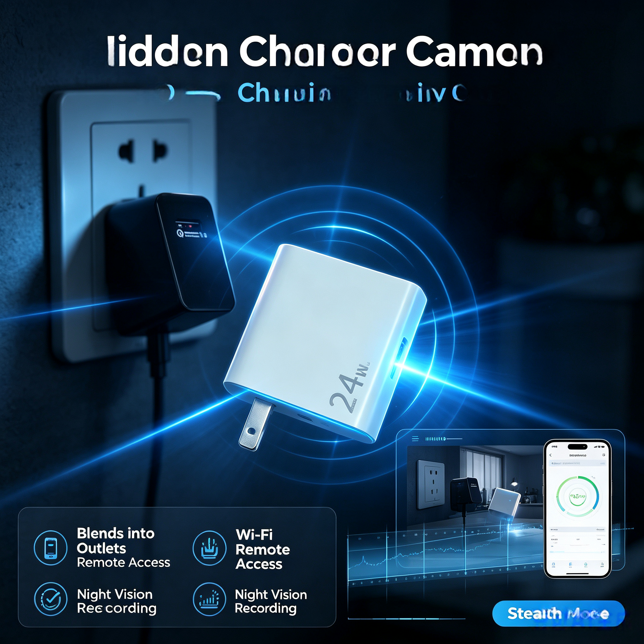 Charging head model, fast charging of charging head, remote control, covert shooting and evidence collection, pinhole camera, camouflage camera