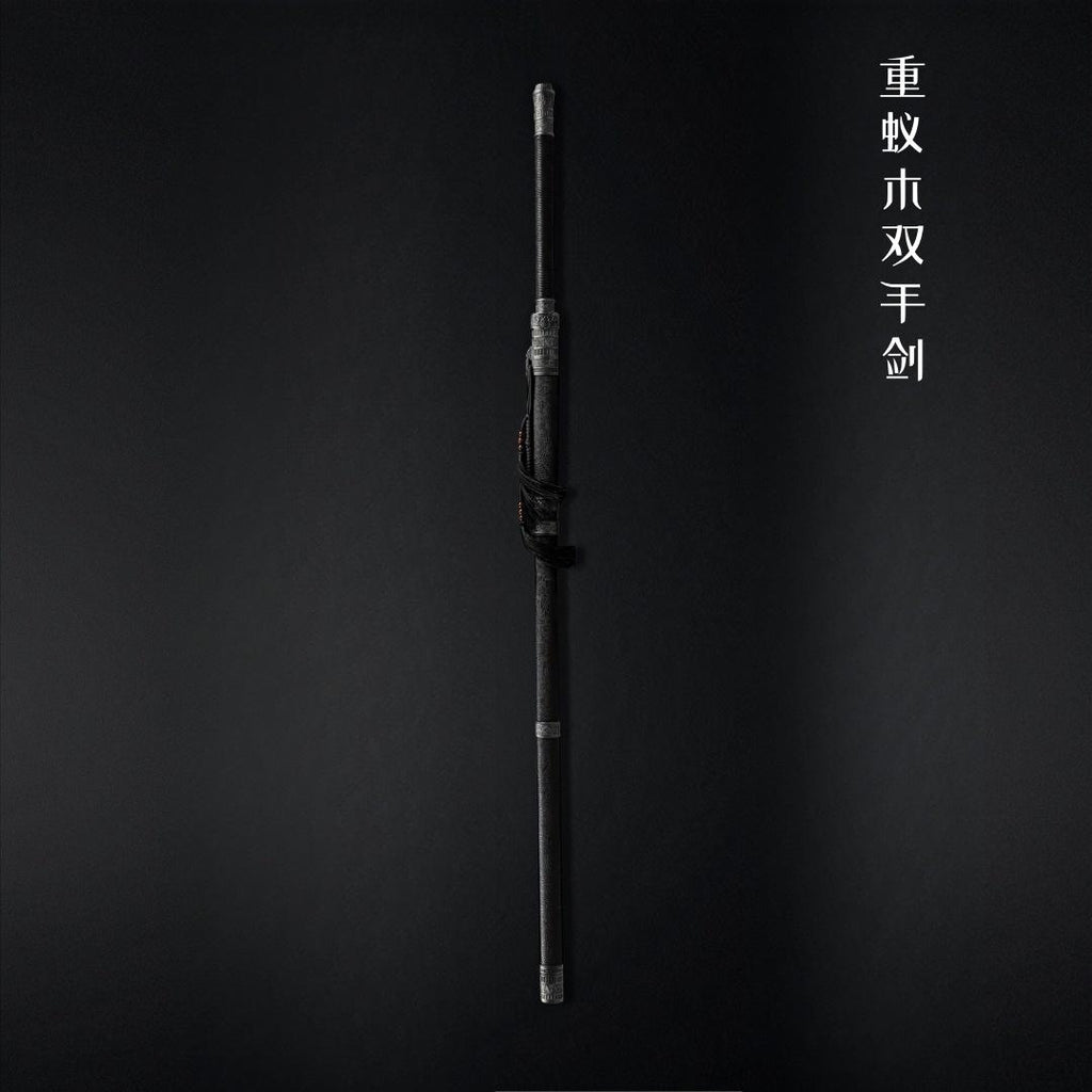 Heavy Beech Double-Bladed Sword with Integral Handle and Scabbard Tang Cross-Handed Sword with Double Blades Worn on Both Hands Solid Wood Practice and Training (Double-Bladed Sword)