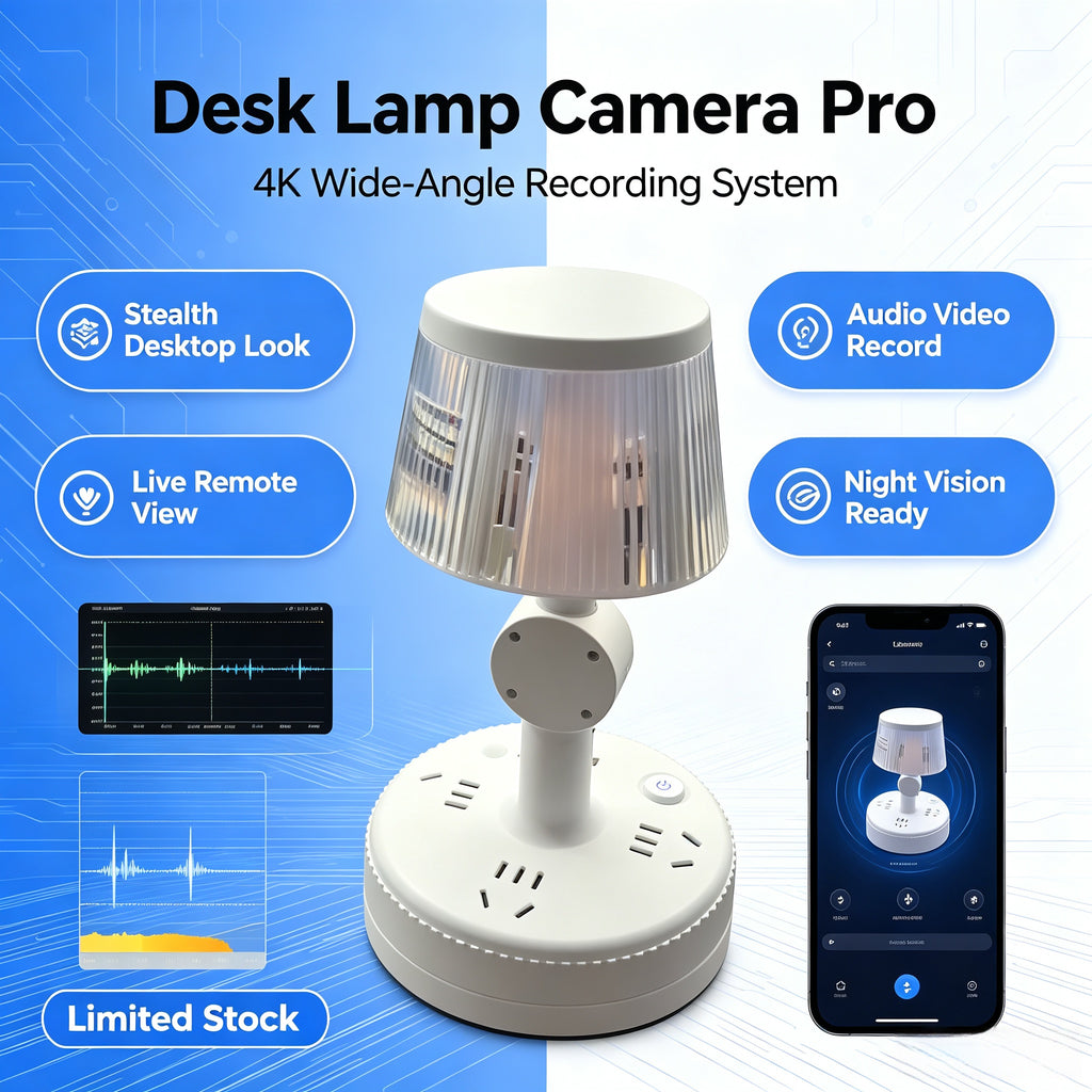 Multifunctional 4K Desk Lamp with Wide-Angle Lens for Recording and Video, Disguised Camera