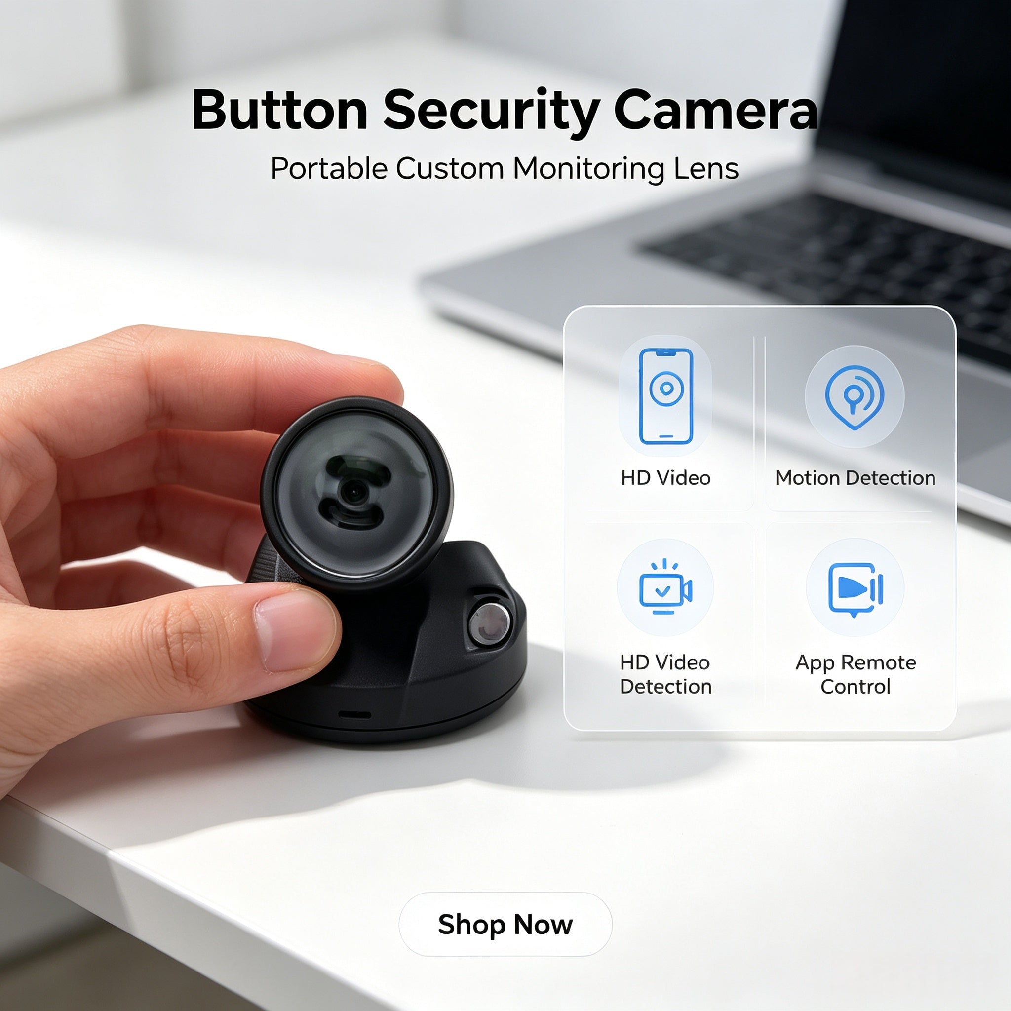 Concealed button camera button lens portable, remote viewing, and high-definition recording