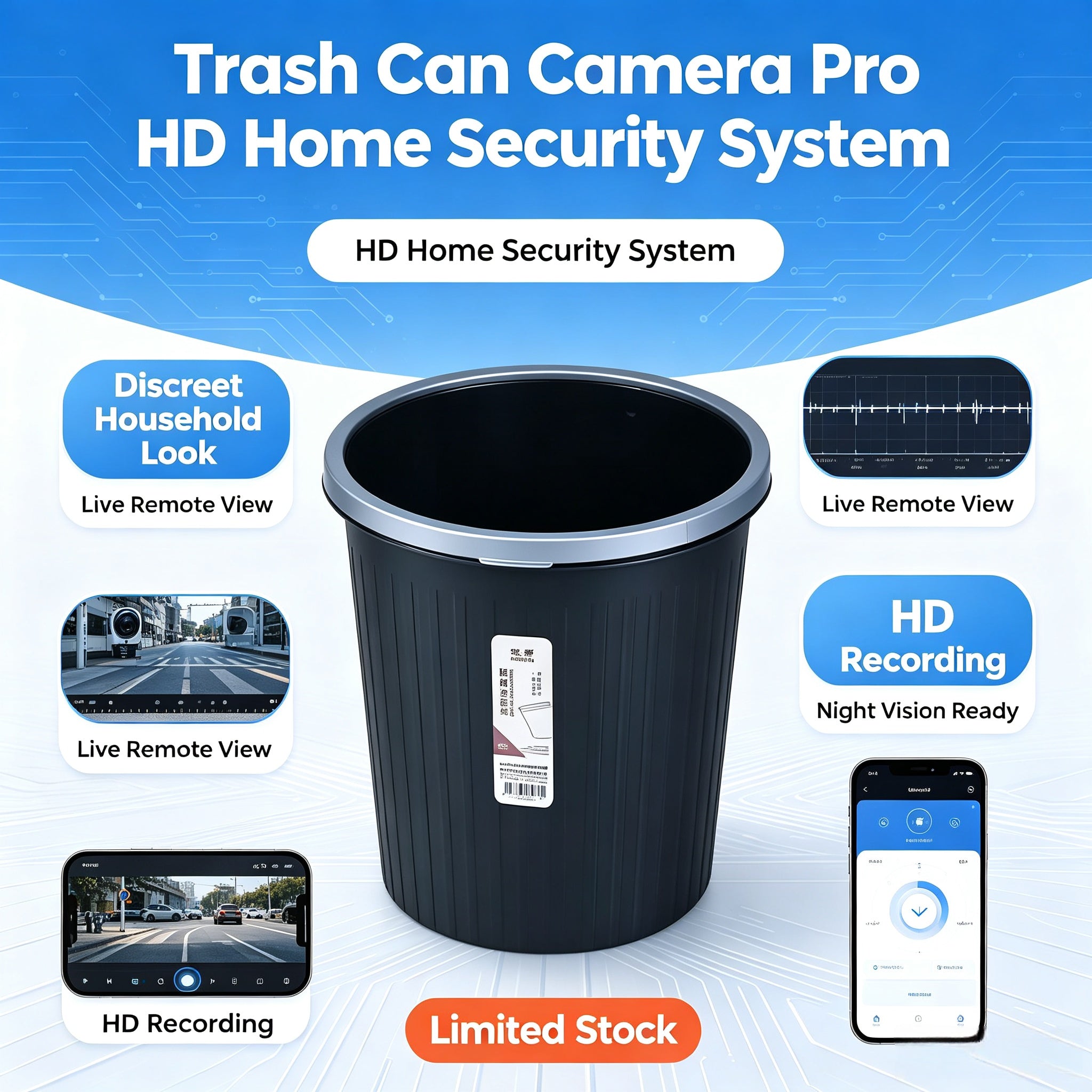 The customer ordered a customized trash can model camera, a remote-controlled high-definition camera for home use, to prevent theft and disguise as a camera.