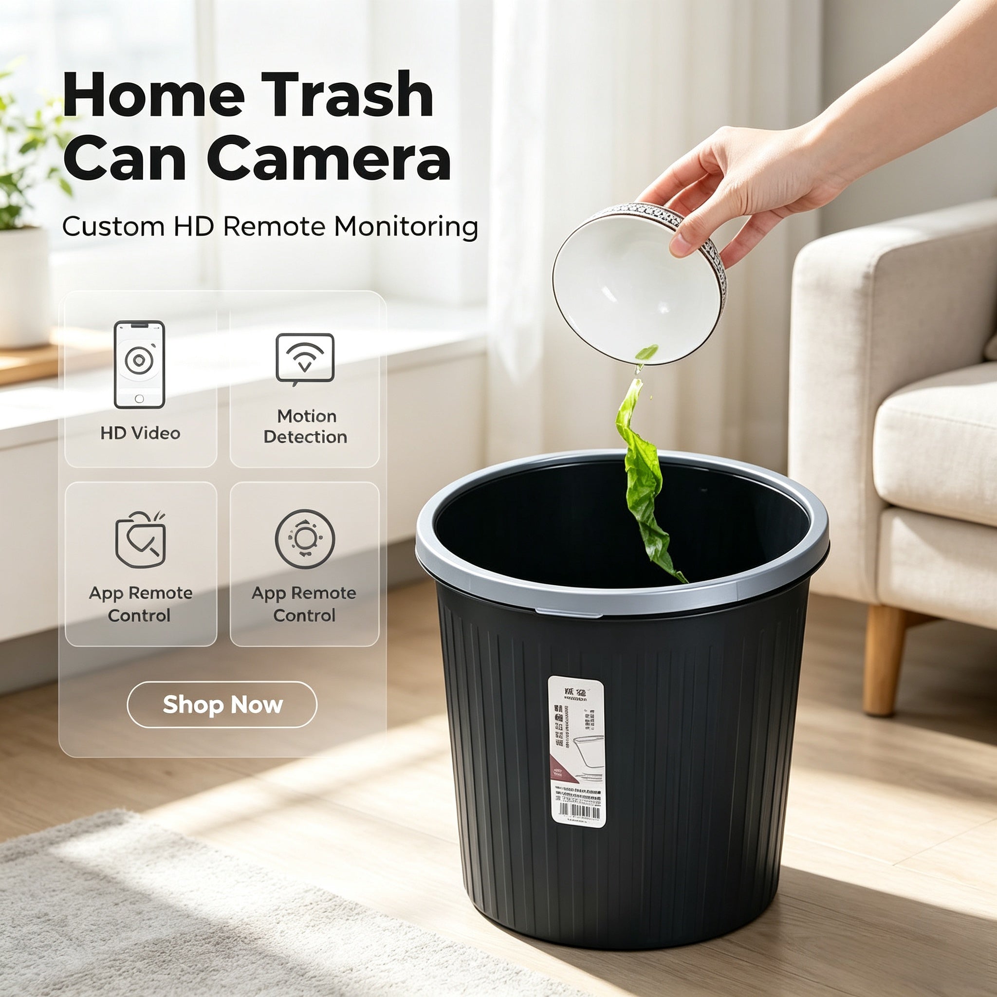 The customer ordered a customized trash can model camera, a remote-controlled high-definition camera for home use, to prevent theft and disguise as a camera.