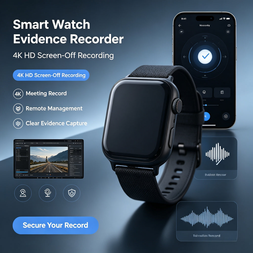 Evidence collection smartwatch, meeting notes, screen-off shooting, 4K high-definition camouflage camera