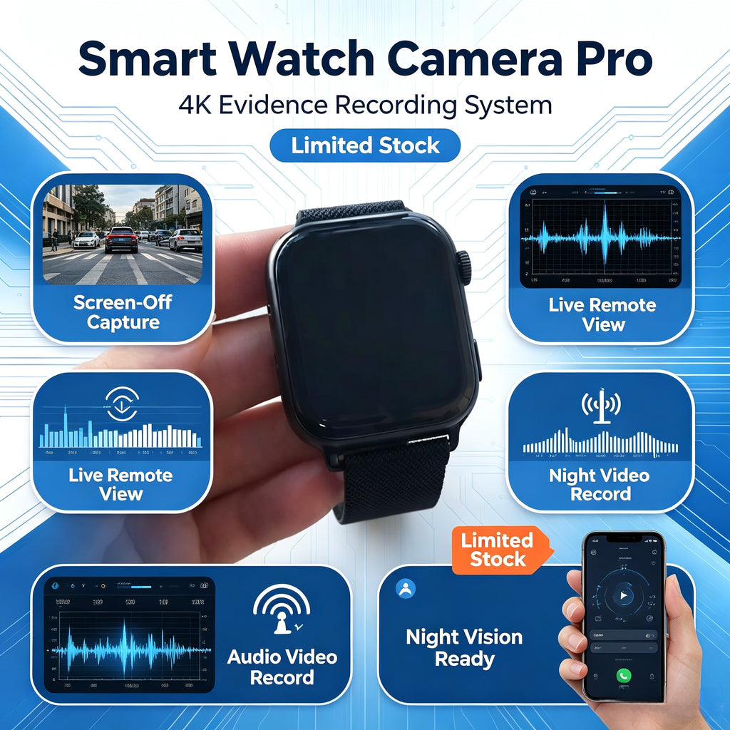 Evidence collection smartwatch, meeting notes, screen-off shooting, 4K high-definition camouflage camera