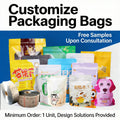 Custom food packaging ziplock stand-up vacuum bags, printable logo, wholesale manufacturer