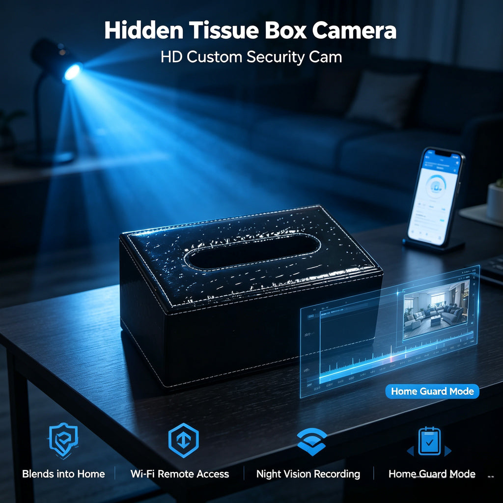 Paper towel box camera - covert filming for evidence collection. Pinhole camera - modified lens camouflage camera