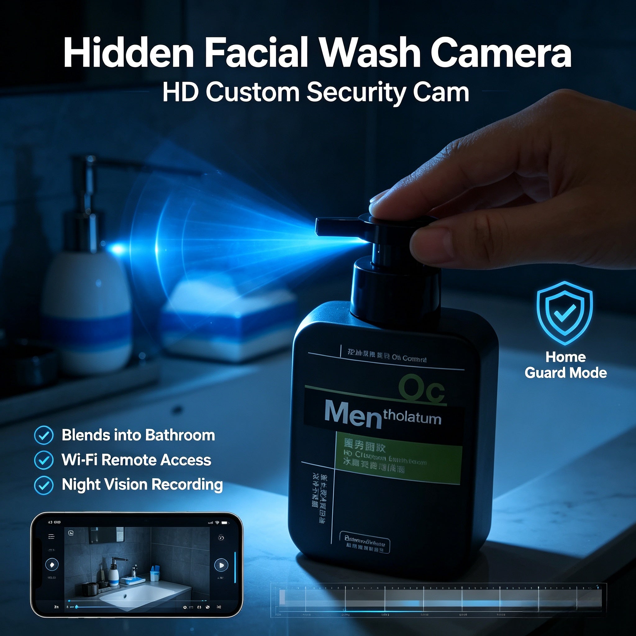 Customer modification Facial cleanser body wash shampoo perfume bathroom surveillance pinhole camera modified lens camouflage camera