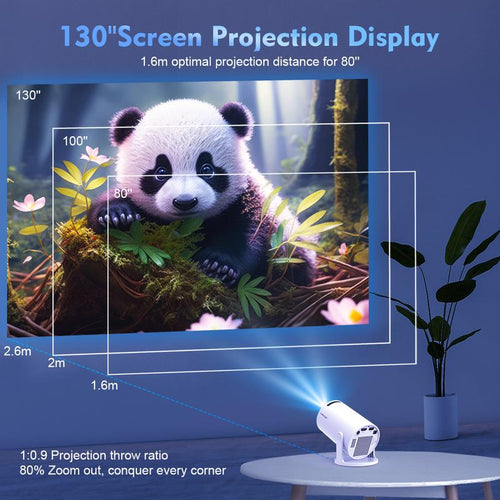HY300 Pro+ Portable Projector - 290 ANSI Lumens, Native 1280x720p - Android 14 OS, 0.8:1 Short Throw Projection, WiFi 6, BT 5.4 - Home Cinema & Home Theater Multifunctional Mini Smart Projector