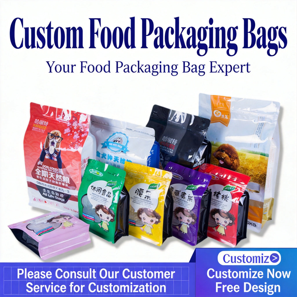 Custom food packaging ziplock stand-up vacuum bags, printable logo, wholesale manufacturer