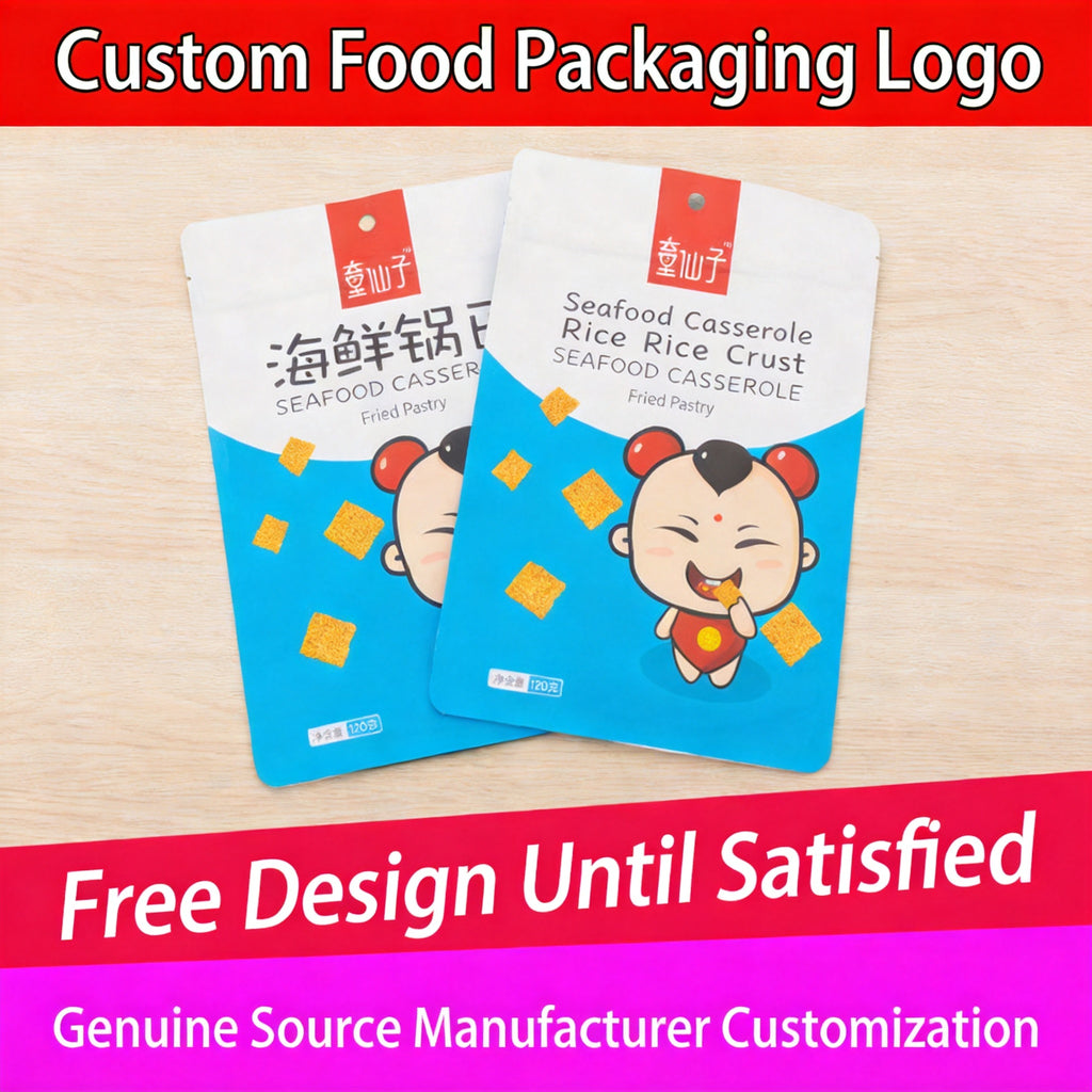 Custom food packaging ziplock stand-up vacuum bags, printable logo, wholesale manufacturer