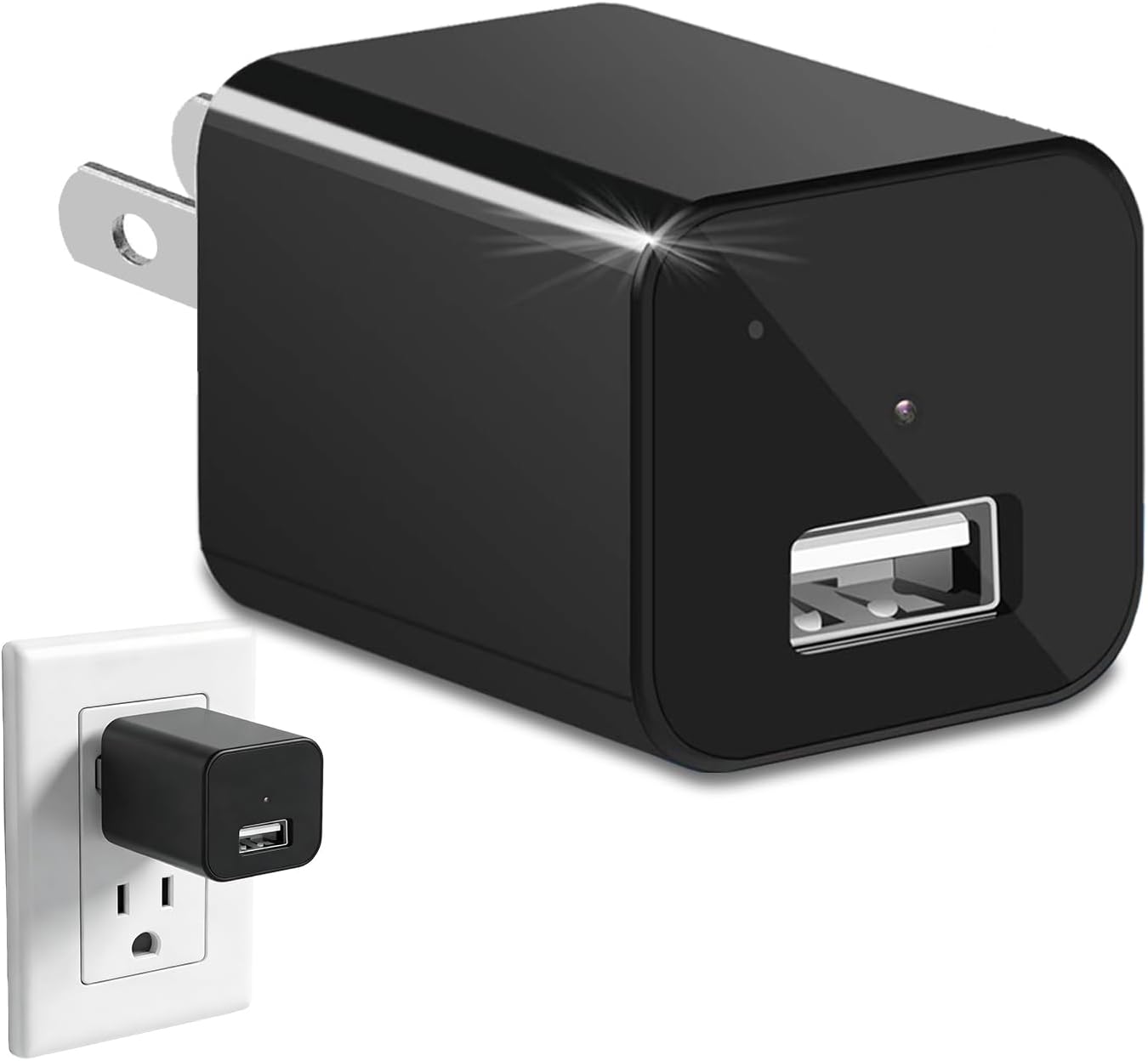 1080P Mini Camera charger for Pets 1080p Security Camera with 64G Card Night Vision and Motion Detection Plug Movie Monitor cameras for home（NO WIFI)）