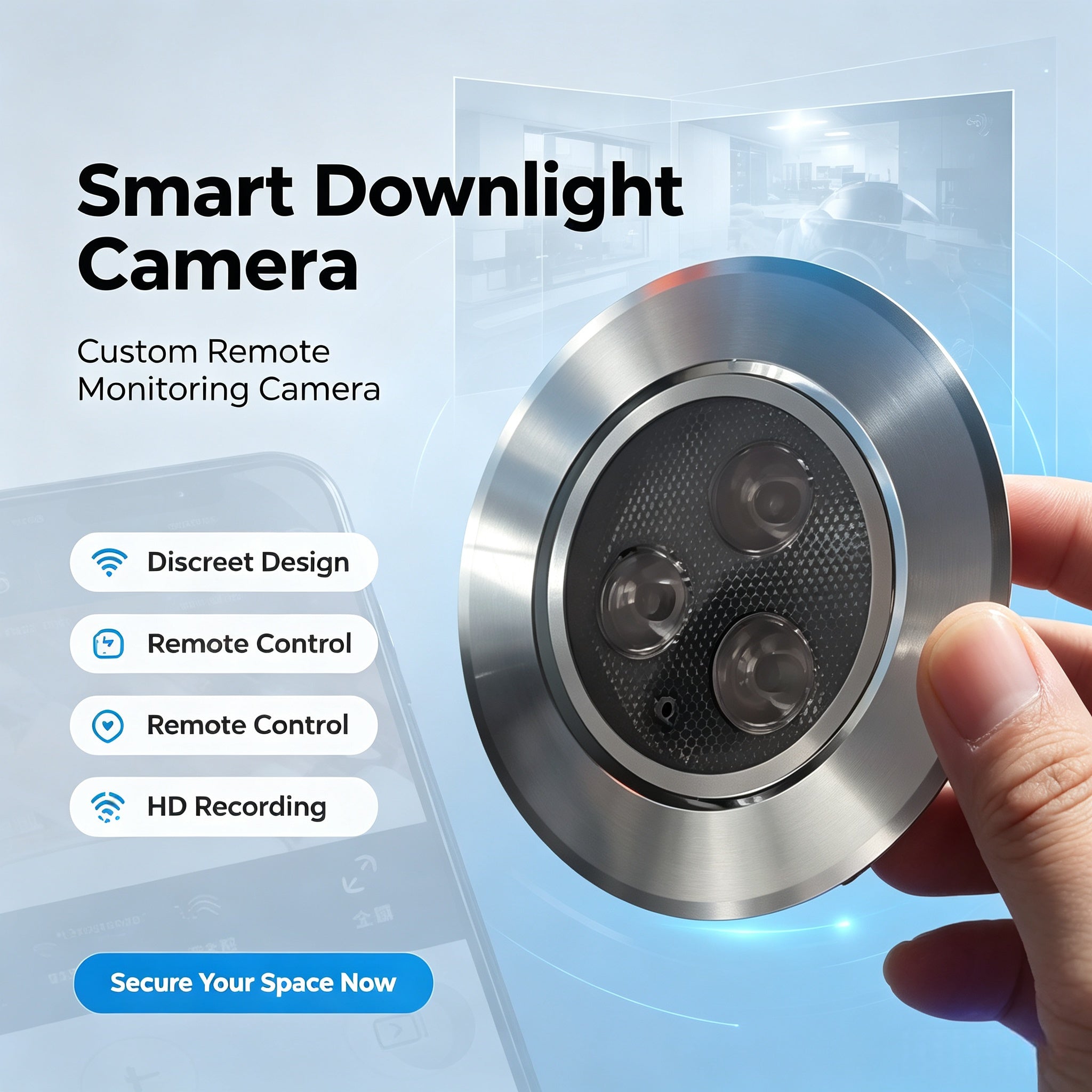 Customized downlights and spotlights, remote-controlled cameras, concealed smart security cameras