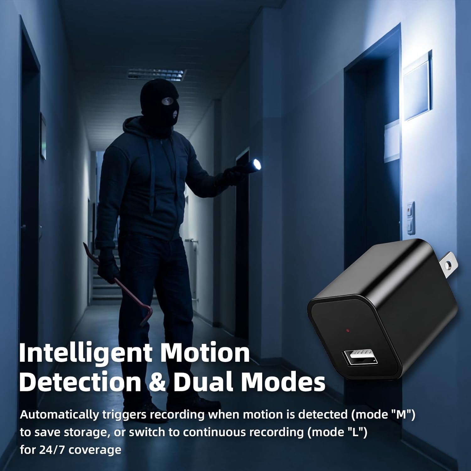 1080P Mini Camera charger for Pets 1080p Security Camera with 64G Card Night Vision and Motion Detection Plug Movie Monitor cameras for home（NO WIFI)）