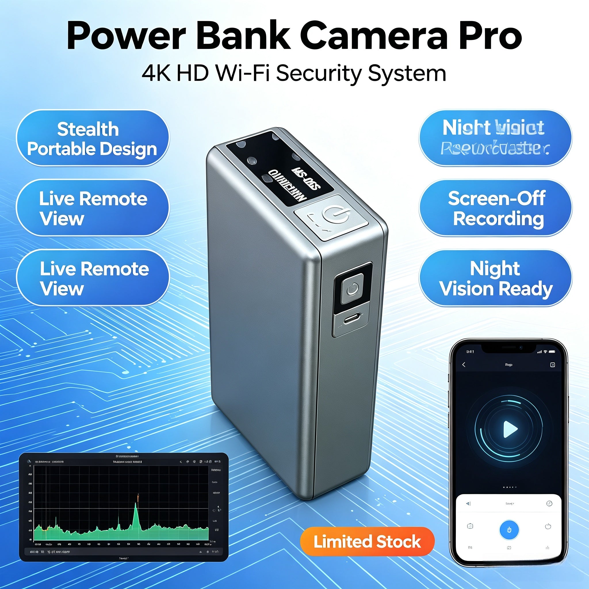 Power bank, camouflaged camera, 4K high definition remote control power bank camera