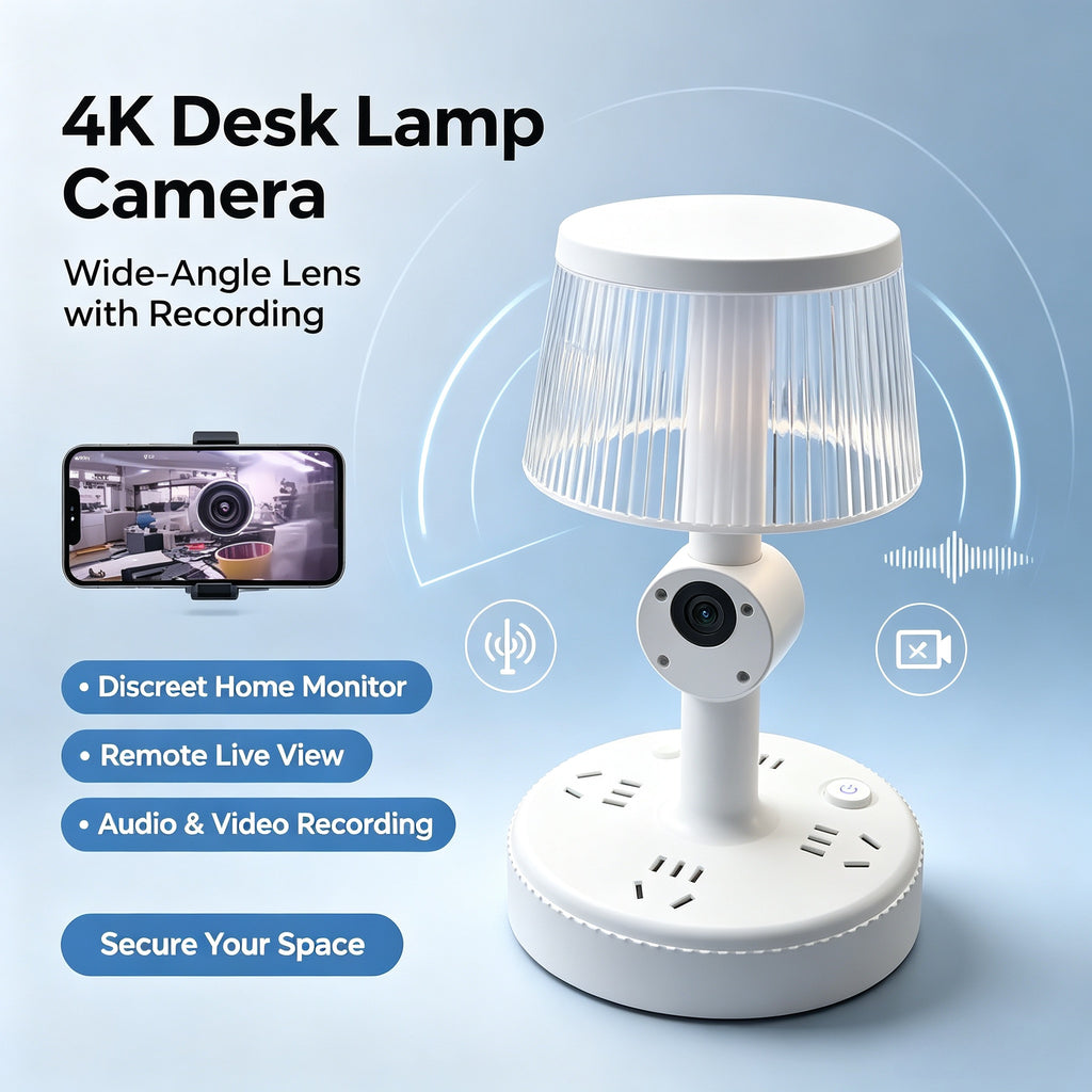 Multifunctional 4K Desk Lamp with Wide-Angle Lens for Recording and Video, Disguised Camera