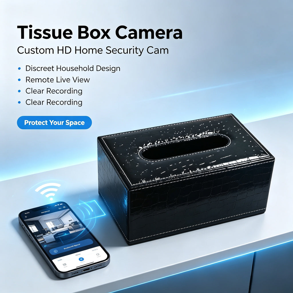Paper towel box camera - covert filming for evidence collection. Pinhole camera - modified lens camouflage camera